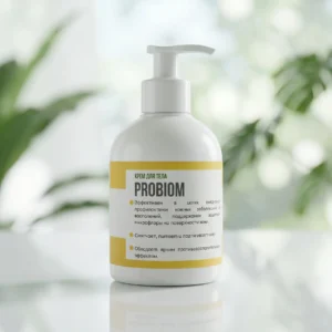 Флакон натурального крема для тела с пробиотиками PROBIOM для увлажнения и защиты кожи