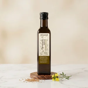 Сыродавленное горчичное масло холодного отжима с вакуумной защитой для здоровья и кулинарии.