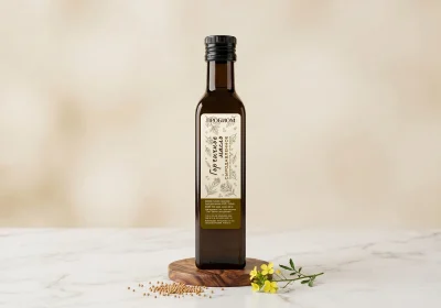Сыродавленное горчичное масло холодного отжима с вакуумной защитой для здоровья и кулинарии.